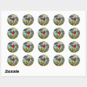 "Blue Floral"  bloemen Ronde Sticker (Vel)