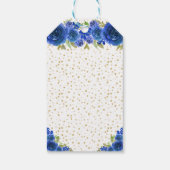 Blue Floral Blonde Hair Girl Happy Birthday Cadeaulabel (Achterkant)