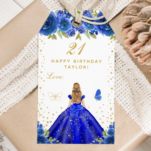 Blue Floral Blonde Hair Girl Happy Birthday Cadeaulabel