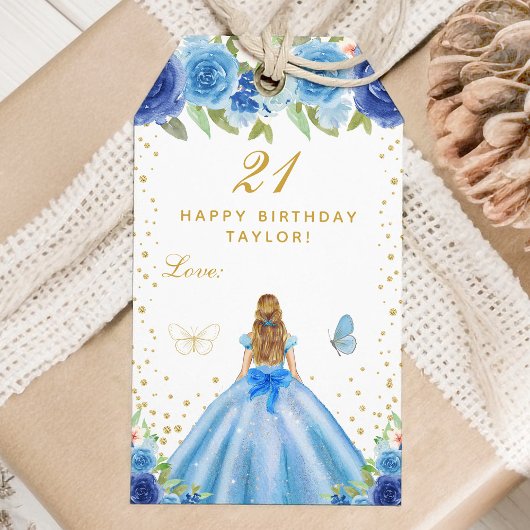 Blue Floral Blonde Hair Girl Happy Birthday Cadeaulabel