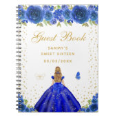 Blue Floral Blonde Hair Princess Sweet Sixteen Notitieboek (Voorkant)