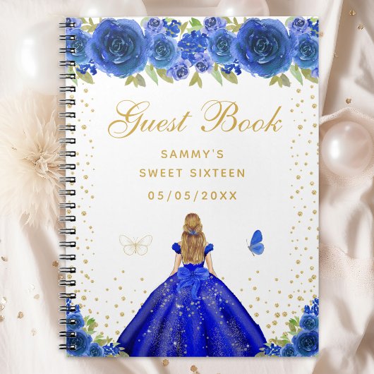 Blue Floral Blonde Hair Princess Sweet Sixteen Notitieboek