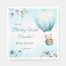 Blue Floral Boho Teddy Bear Boy baby shower