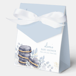 Blue Floral Bonjour Bébé Macaron Baby shower Bedankdoosjes