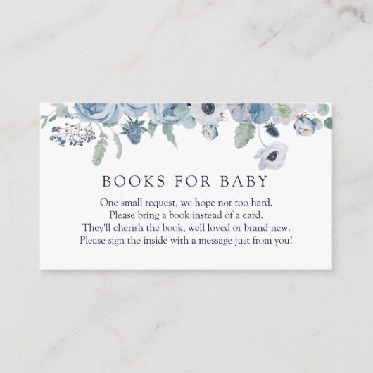 Blue Floral Books for Baby Enclosure Kaart (Voorkant)