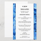 Blue Floral Border Wedding Menu Sjabloon (Voorkant / Achterkant)