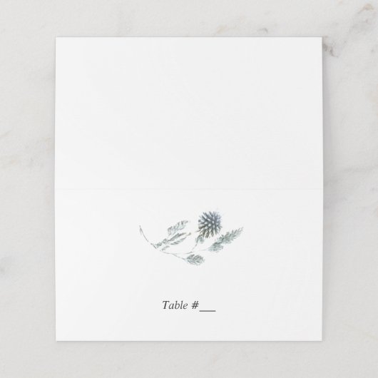 Blue Floral Botanical Element Wedding Escort Card/ Plaatskaartje (Buitenkant ongevouwen)