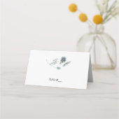 Blue Floral Botanical Element Wedding Escort Card/ Plaatskaartje (Voorkant)