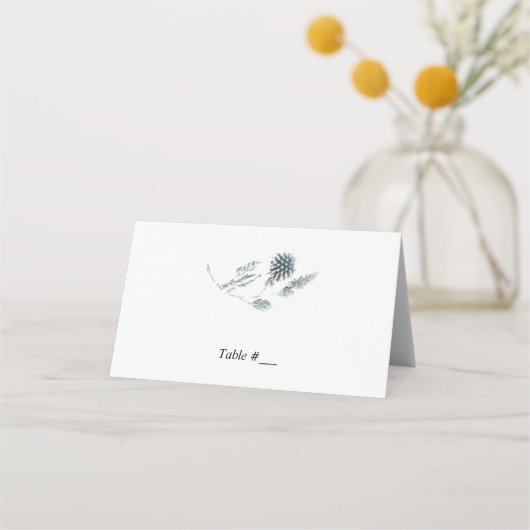 Blue Floral Botanical Element Wedding Escort Card/ Plaatskaartje (Voorkant)