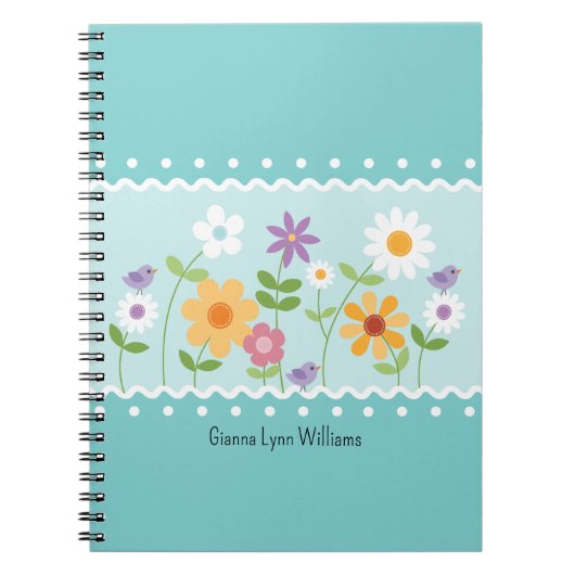 Blue Floral Botanical Monogrammed Notitieboek (Voorkant)