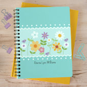 Blue Floral Botanical Monogrammed Notitieboek