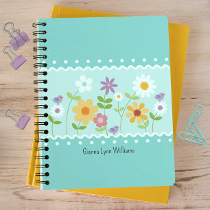 Blue Floral Botanical Monogrammed Notitieboek