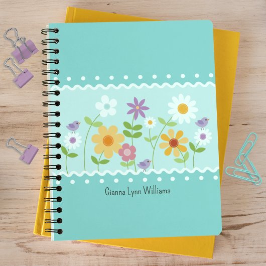 Blue Floral Botanical Monogrammed Notitieboek
