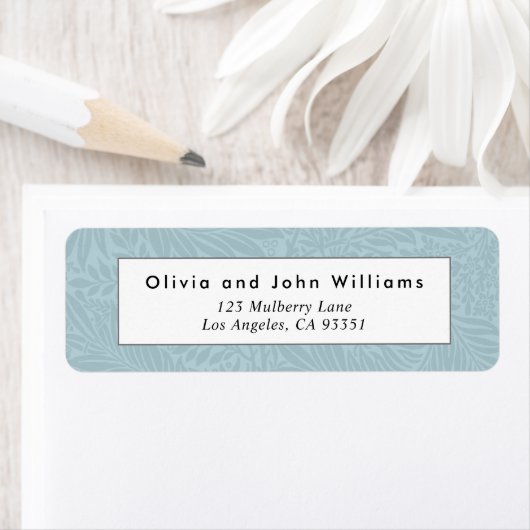  Blue Floral Botanical Return Address Label (Insitu)