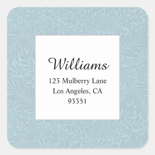  Blue Floral Botanical Return-adres Vierkante Sticker (Voorkant)