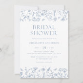 Blue Floral Botanical Vrijgezellenfeest Kaart (Voorkant)