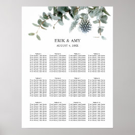 Blue Floral Botanical Wedding Seating Chart Poster