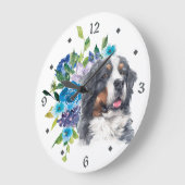 Blue Floral Bouquet Bernese Mountain Dog Grote Klok (Hoek)