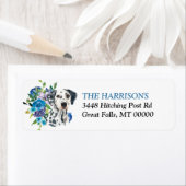 Blue Floral Bouquet Dalmatian Dog Etiket (Insitu)