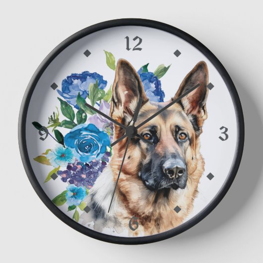 Blue Floral Bouquet German Shepherd Dog (Voorkant)