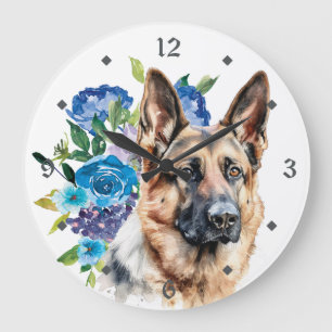 Blue Floral Bouquet German Shepherd Dog Grote Klok