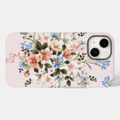Blue Floral Bouquet Girly | iPhone 14 Hoesje — Mat (Achterkant (horizontaal))