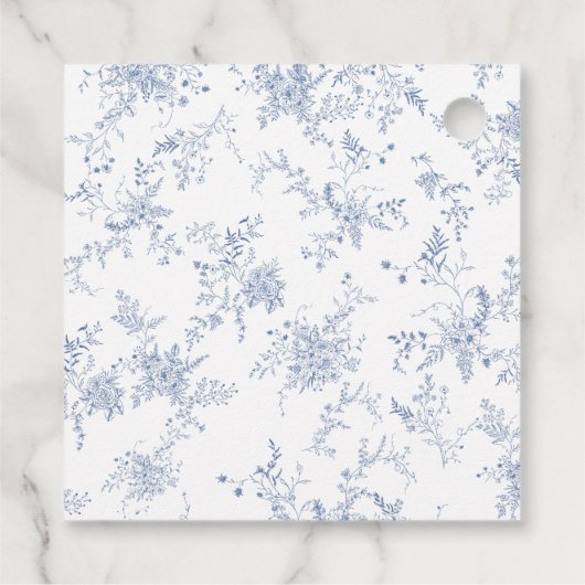 Blue Floral Bow Baby shower Bedankjes Labels (Achterkant)