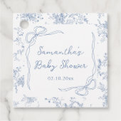 Blue Floral Bow Baby shower Bedankjes Labels (Voorkant)