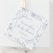 Blue Floral Bow Baby shower Bedankjes Labels