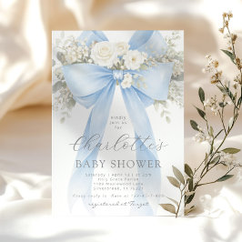Blue Floral Bow It's a Boy Baby Shower Kaart