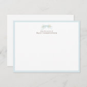 Blue Floral Bow Nursery Note Card – Personalized Notitiekaartje (Voorkant / Achterkant)