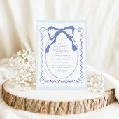 Blue Floral Bows  Baby shower Kaart