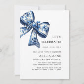 Blue Floral Bows Elegant 2025 Afstuderen Fotofeest Kaart (Achterkant)