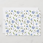 Blue Floral Boy Baby Foto Geboorte Aankondiging (Achterkant)