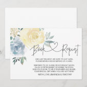 Blue Floral Boy Baby shower Boek Aanvraag Kaarten (Voorkant / Achterkant)