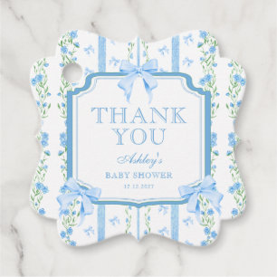 Blue Floral Boy Baby shower dank u Bedankjes Labels