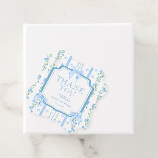 Blue Floral Boy Baby shower dank u Bedankjes Labels (In situ)