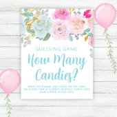 Blue Floral Boy Baby shower Guessing spel Poster