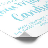 Blue Floral Boy Baby shower Guessing spel Poster (Hoek)