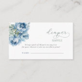 Blue Floral Boy Baby shower Luier Raffle Informatiekaartje (Voorkant)