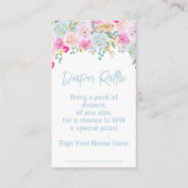 Blue Floral Boy Baby shower Luier Raffle Informatiekaartje (Voorkant)