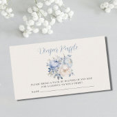 Blue Floral Boy Baby shower Luier Raffle Ticket Informatiekaartje
