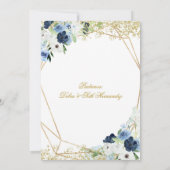 Blue Floral Boy Baptism Invitation Kaart (Achterkant)