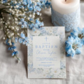 Blue Floral  Boy  Baptism Kaart