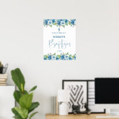 Blue Floral Boy Baptism Poster (Thuiskantoor)