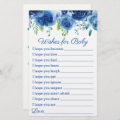 Blue Floral Boy Wishes Baby shower Game (Voorkant / Achterkant)