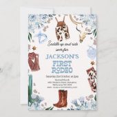 Blue Floral Boys Eerste rodeo 1e verjaardag Kaart (Voorkant)