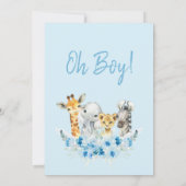 Blue Floral Boys Safari Baby shower Uitnodiging (Achterkant)
