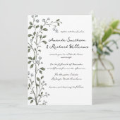 Blue Floral Branch bruiloft uitnodiging (Staand voorkant)