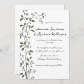 Blue Floral Branch bruiloft uitnodiging (Voorkant / Achterkant)